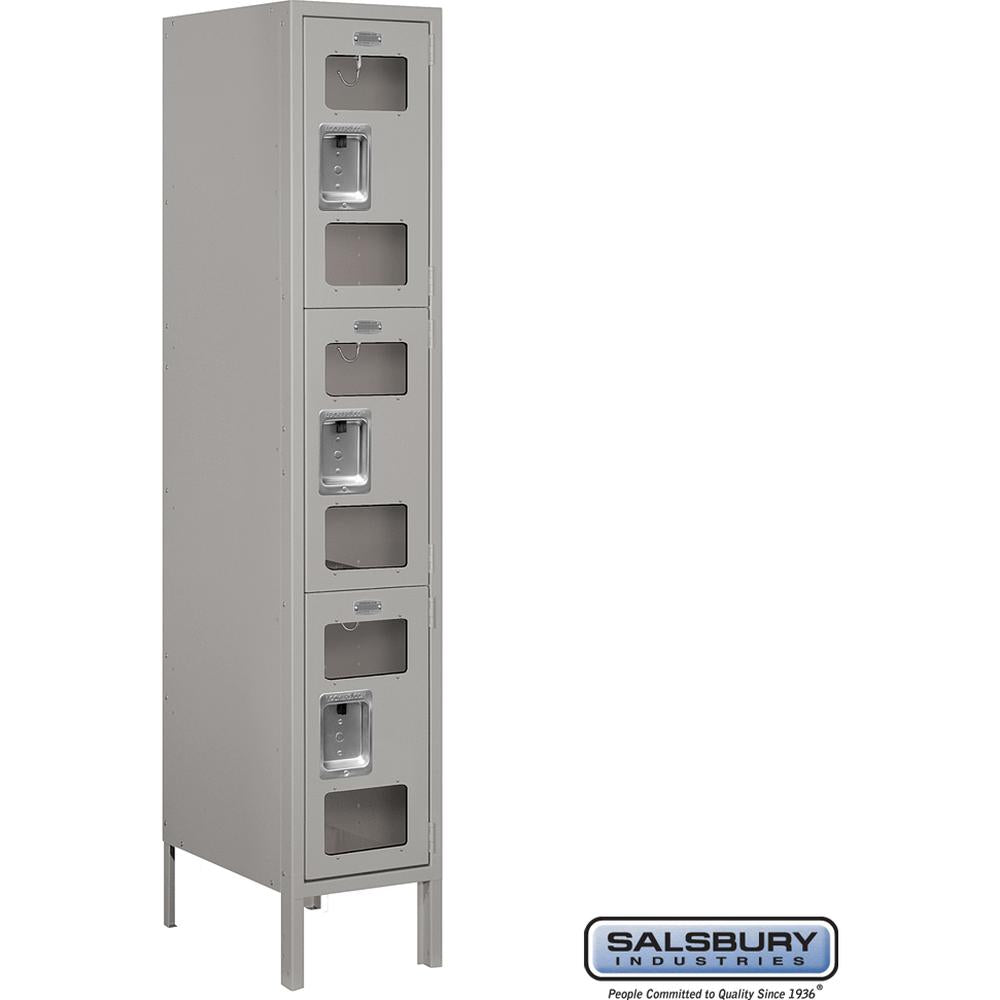 12" Wide Triple Tier See-Through Metal Locker - 1 Wide - 5 Feet High - 18" Deep by Salsbury
