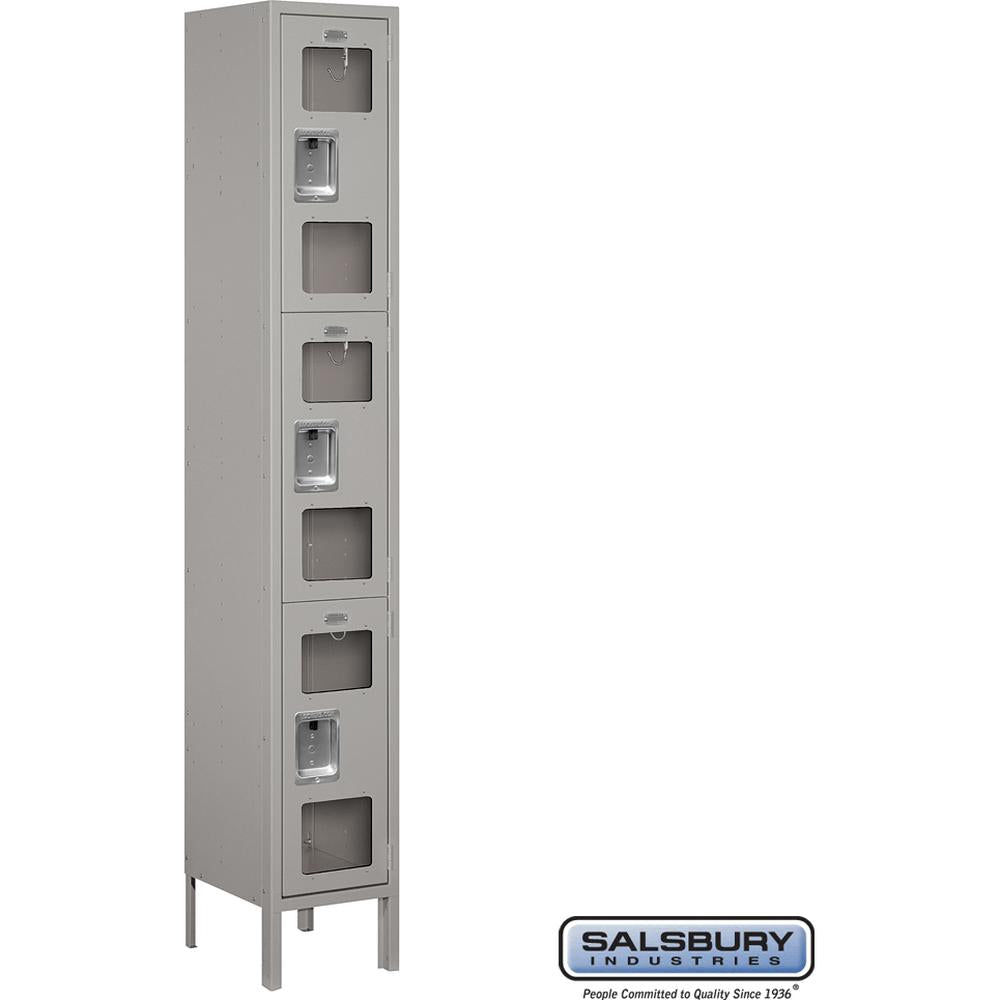 12" Wide Triple Tier See-Through Metal Locker - 1 Wide - 6 Feet High - 12" Deep by Salsbury
