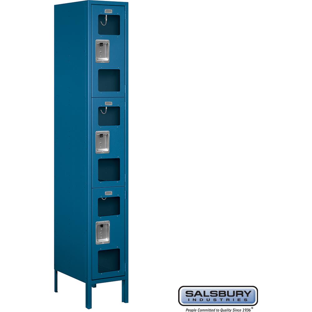 12" Wide Triple Tier See-Through Metal Locker - 1 Wide - 6 Feet High - 18" Deep by Salsbury