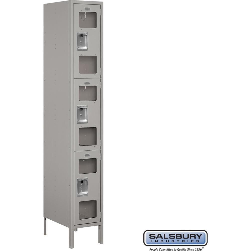 12" Wide Triple Tier See-Through Metal Locker - 1 Wide - 6 Feet High - 18" Deep by Salsbury