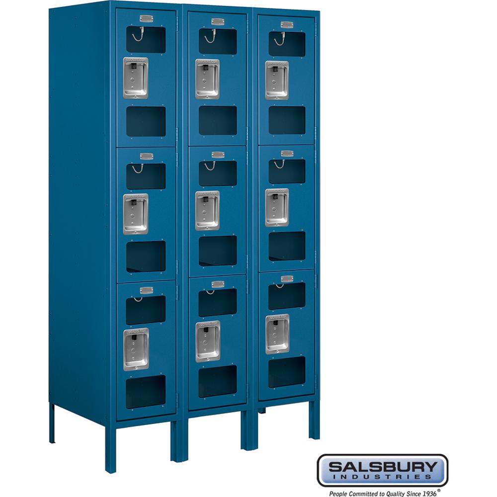 12" Wide Triple Tier See-Through Metal Locker - 3 Wide - 5 Feet High - 18" Deep by Salsbury