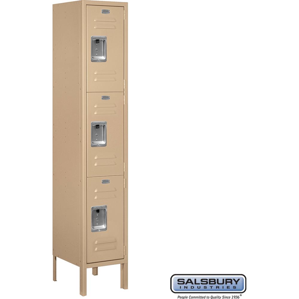 12" Wide Triple Tier Standard Metal Locker - 1 Wide - 5 Feet High - 12" Deep by Salsbury