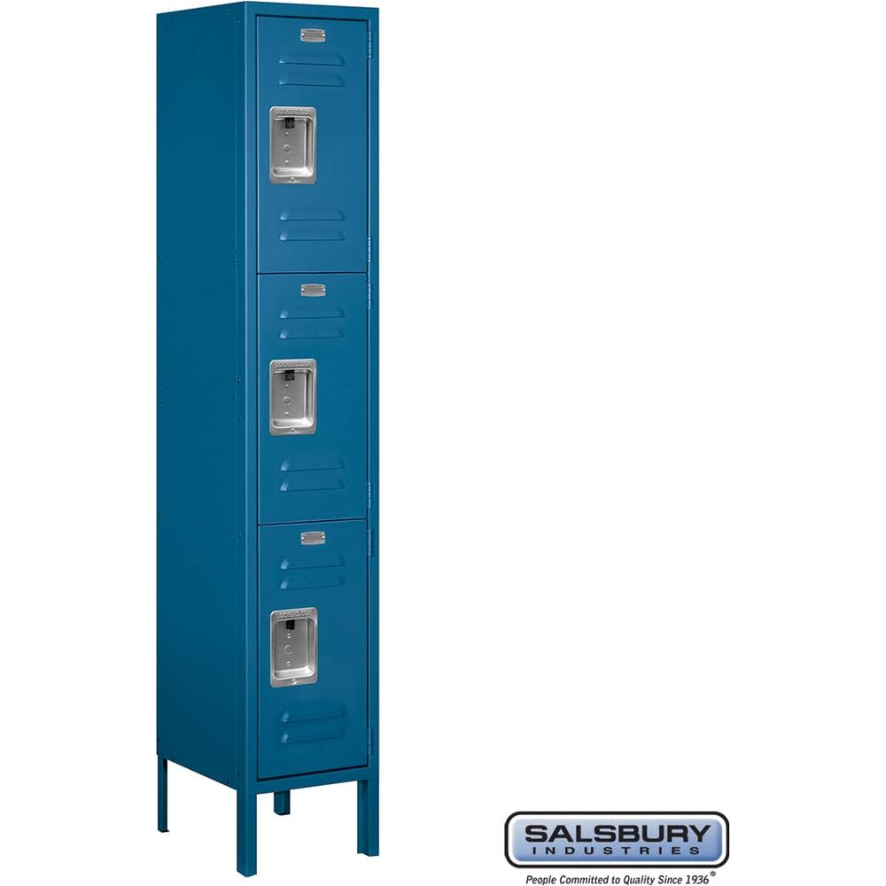 12" Wide Triple Tier Standard Metal Locker - 1 Wide - 5 Feet High - 12" Deep by Salsbury