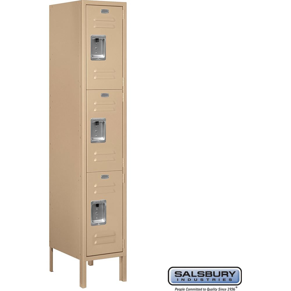 12" Wide Triple Tier Standard Metal Locker - 1 Wide - 5 Feet High - 15" Deep by Salsbury