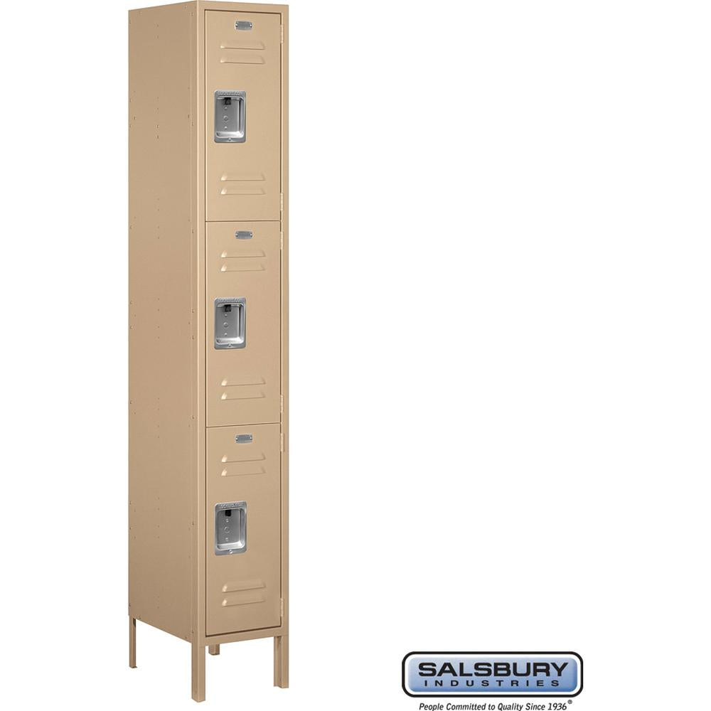 12" Wide Triple Tier Standard Metal Locker - 1 Wide - 6 Feet High - 15" Deep by Salsbury