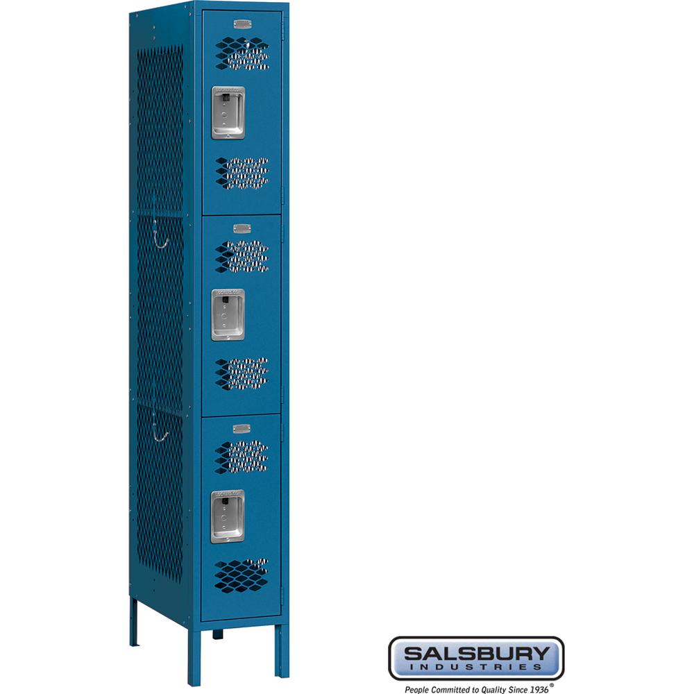 12" Wide Triple Tier Vented Metal Locker - 1 Wide - 6 Feet High - 18" Deep by Salsbury