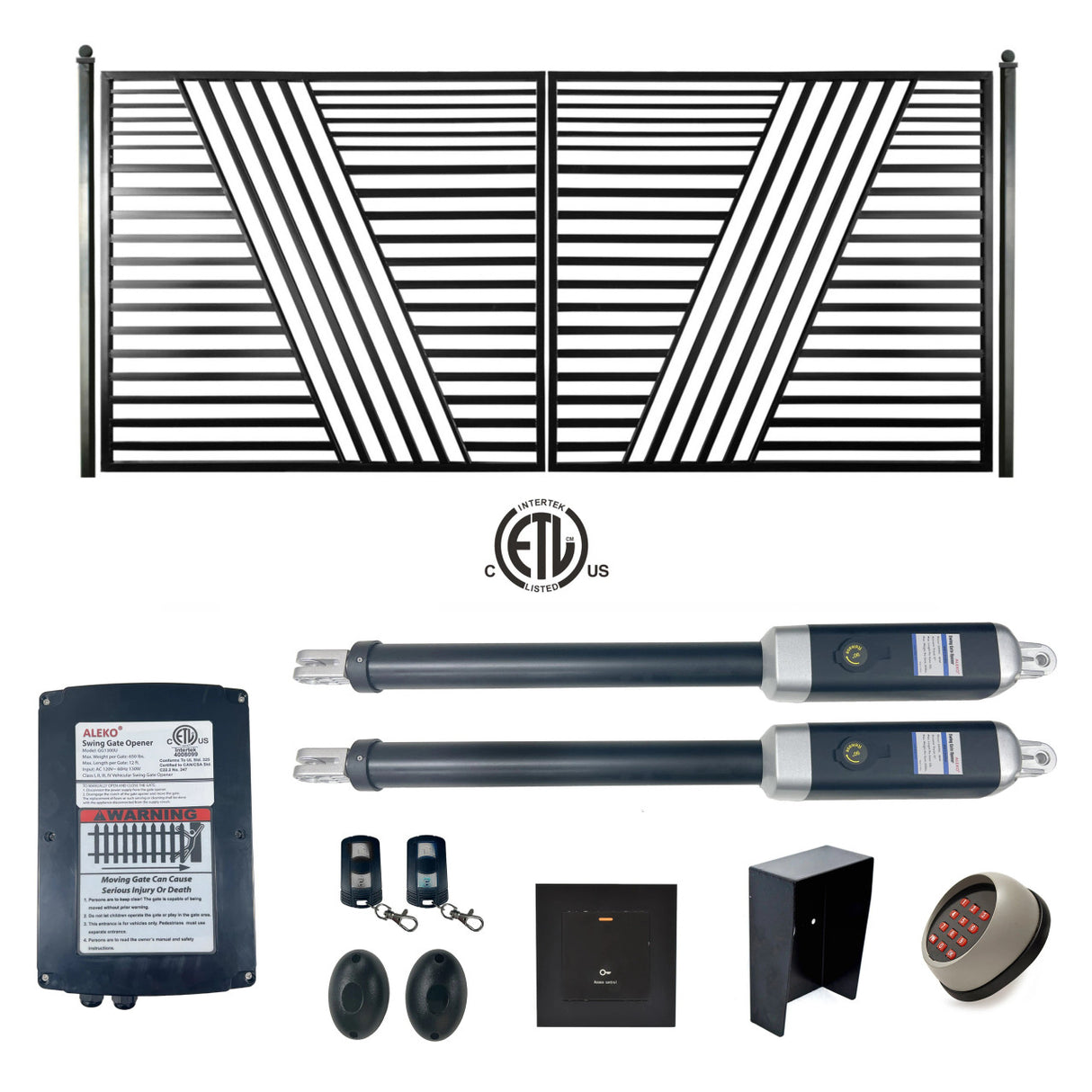 Aleko Automated Steel Dual Swing Driveway Gate and Gate Opener Complete Kit – ETL Listed - Sofia Style – 12 x 6 Feet