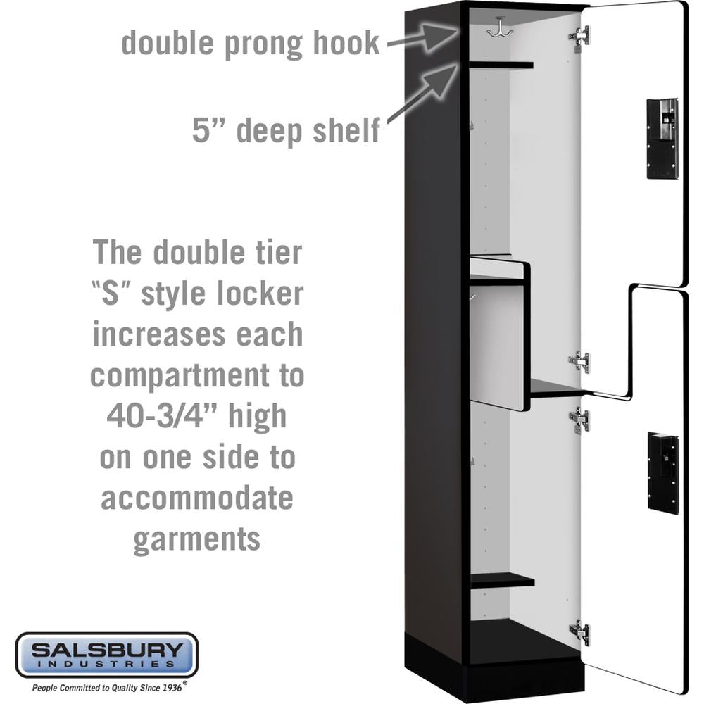 15" Wide Double Tier 'S' Style Designer Wood Locker - 1 Wide - 6 Feet High - 18" Deep by Salsbury