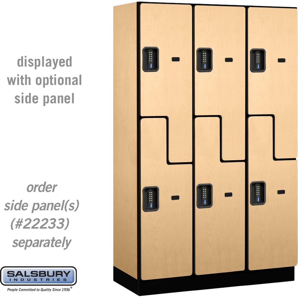 15" Wide Double Tier 'S' Style Designer Wood Locker - 3 Wide - 6 Feet High - 18" Deep by Salsbury