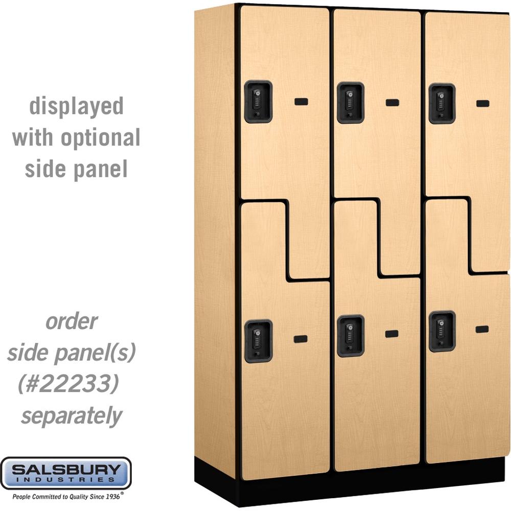 15" Wide Double Tier 'S' Style Designer Wood Locker - 3 Wide - 6 Feet High - 18" Deep by Salsbury