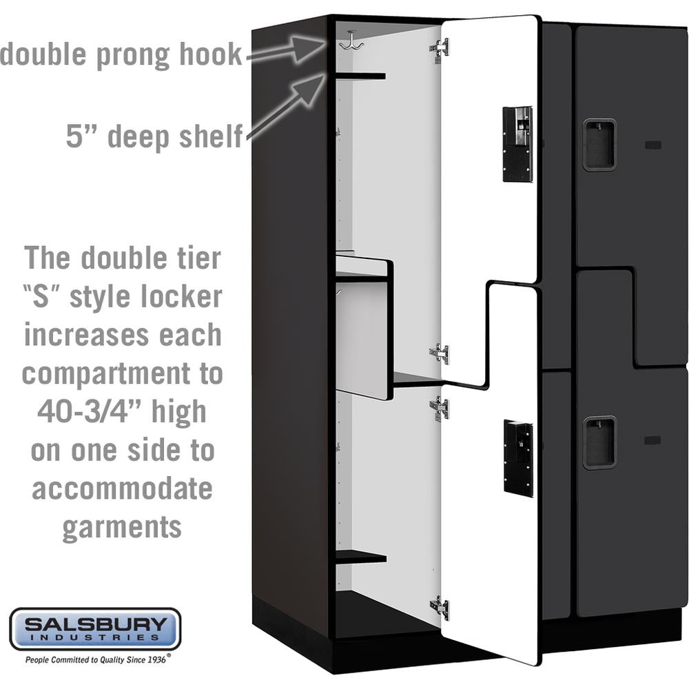 15" Wide Double Tier 'S' Style Designer Wood Locker - 3 Wide - 6 Feet High - 24" Deep by Salsbury