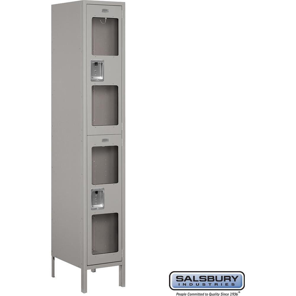 15" Wide Double Tier See-Through Metal Locker - 1 Wide - 6 Feet High - 18" Deep by Salsbury