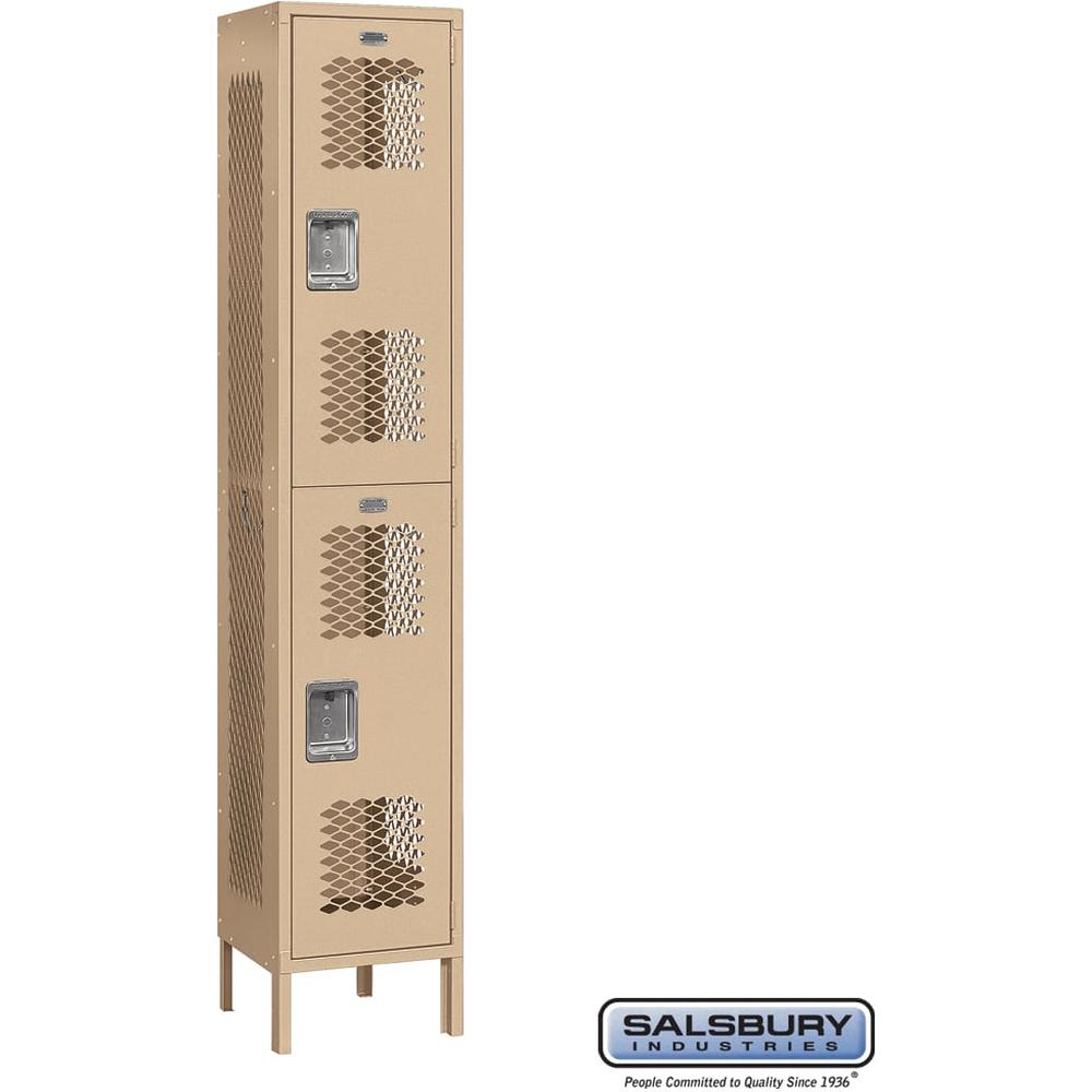 15" Wide Double Tier Vented Metal Locker - 1 Wide - 6 Feet High - 15" Deep by Salsbury