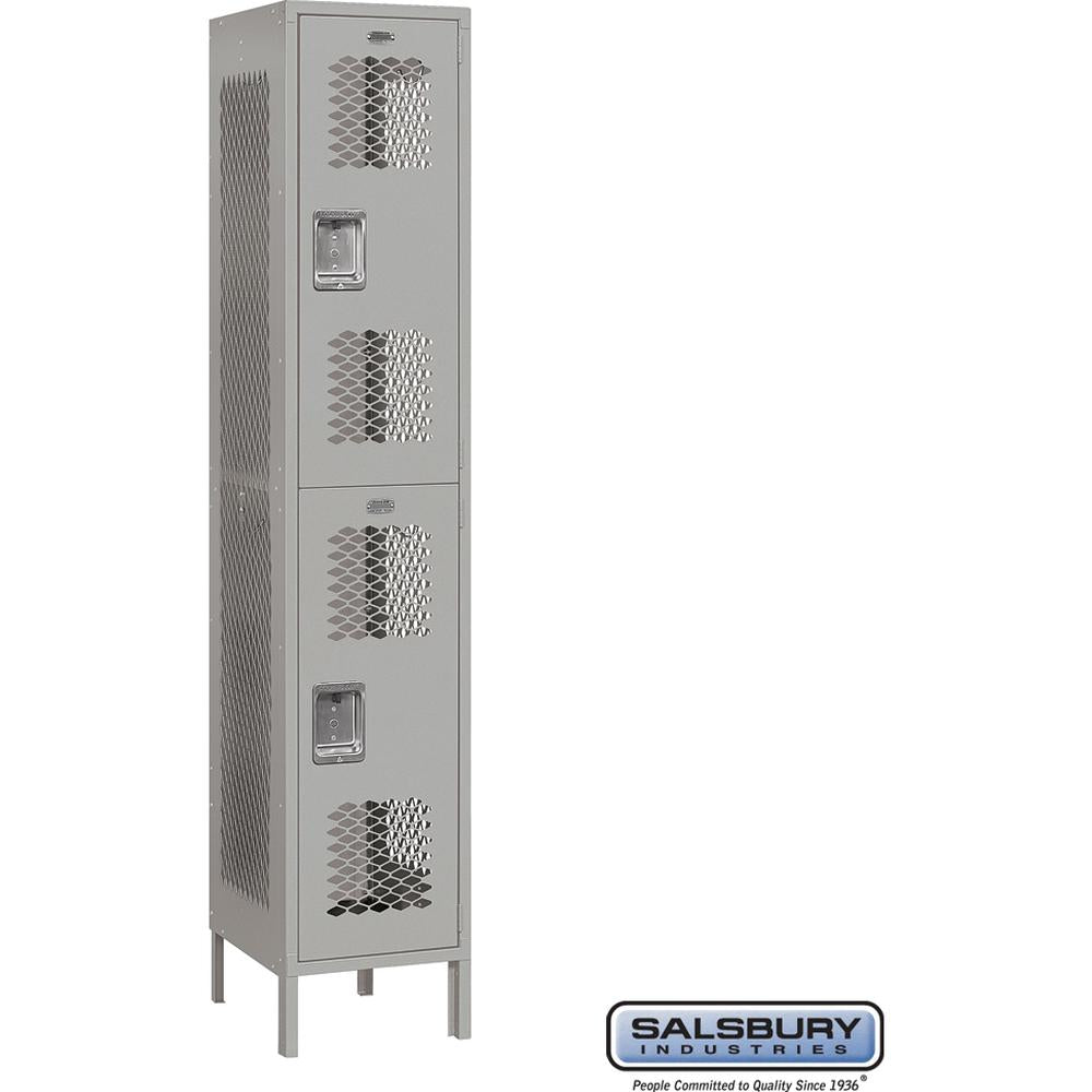 15" Wide Double Tier Vented Metal Locker - 1 Wide - 6 Feet High - 18" Deep by Salsbury