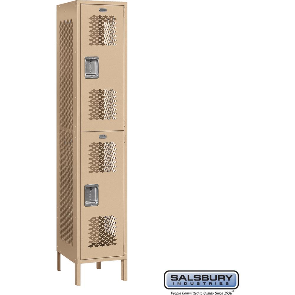 15" Wide Double Tier Vented Metal Locker - 1 Wide - 6 Feet High - 18" Deep by Salsbury