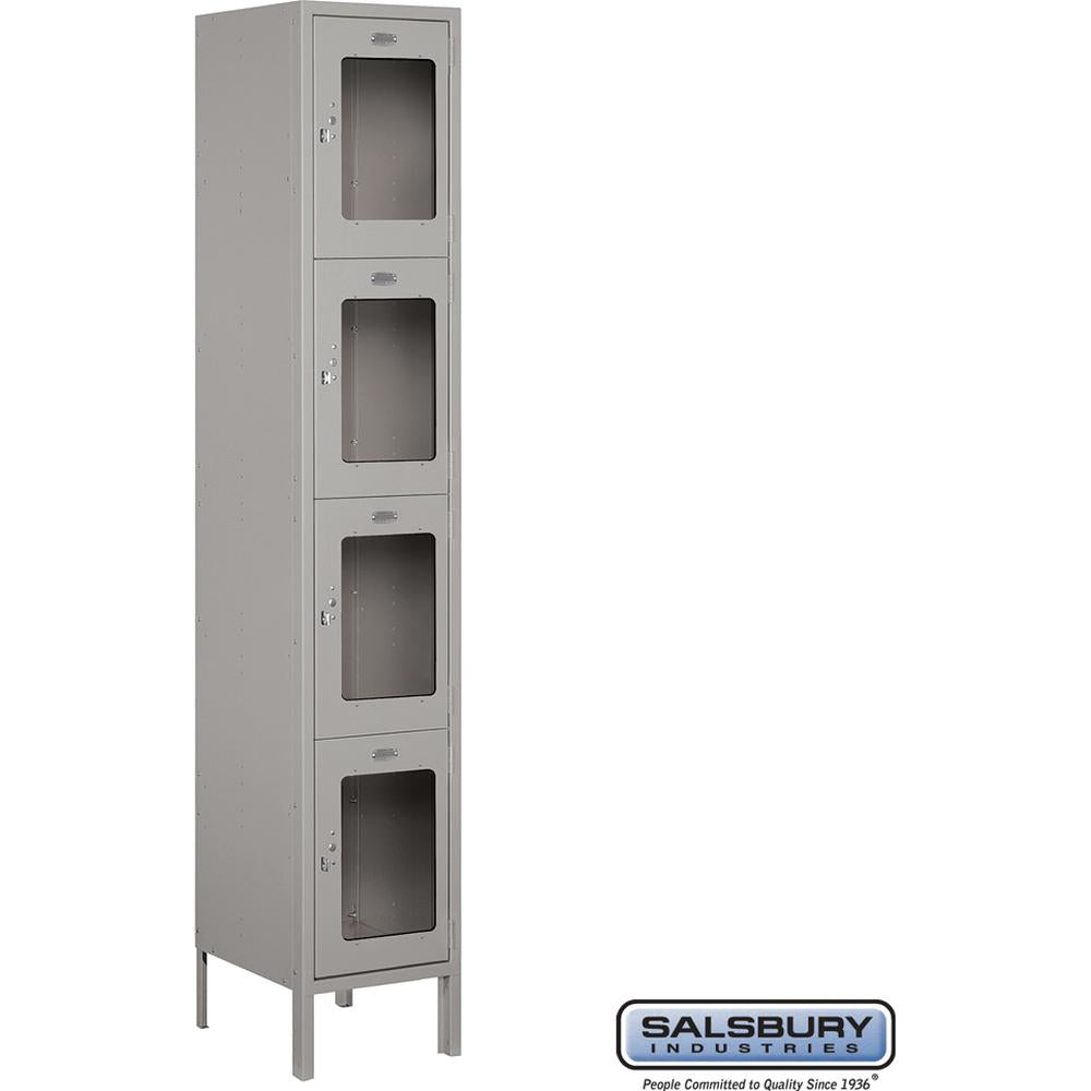 15" Wide Four Tier See-Through Metal Locker - 1 Wide - 6 Feet High - 15" Deep by Salsbury