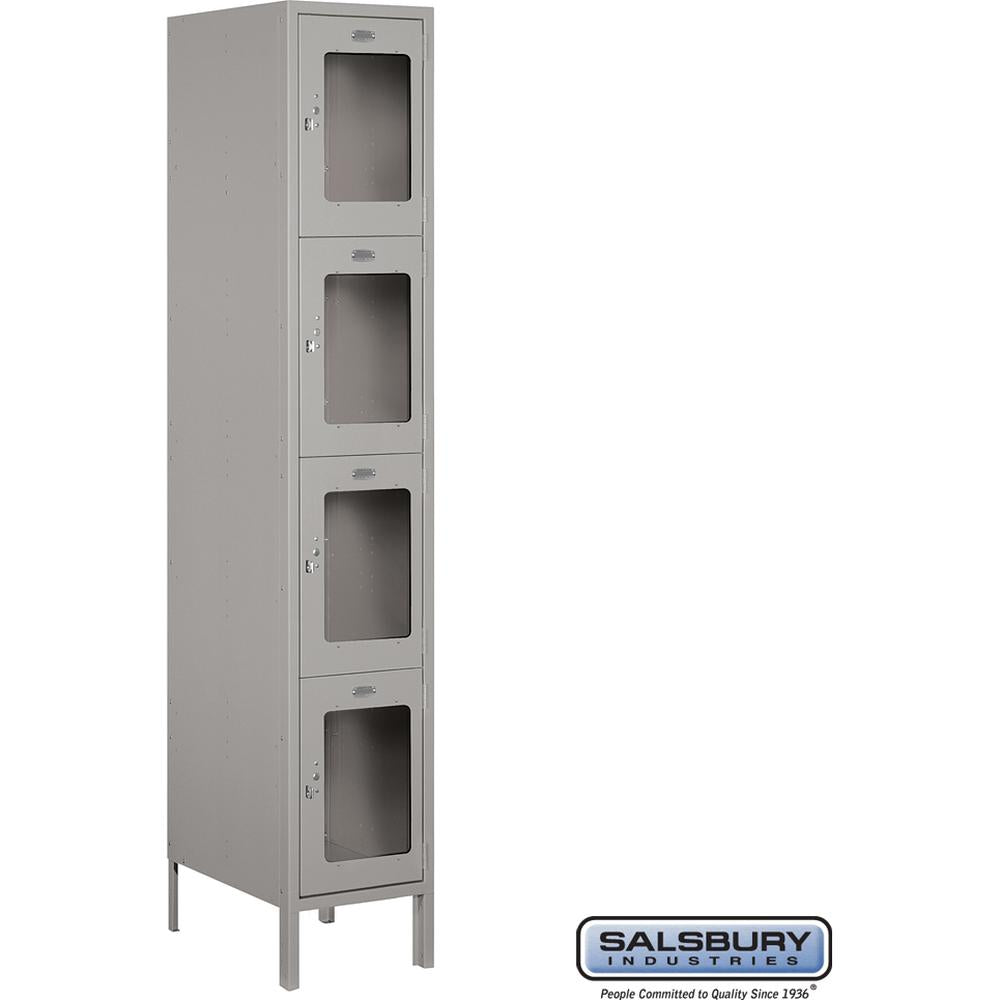 15" Wide Four Tier See-Through Metal Locker - 1 Wide - 6 Feet High - 18" Deep by Salsbury