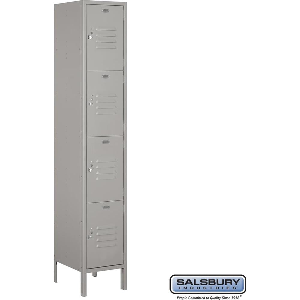 15" Wide Four Tier Standard Metal Locker - 1 Wide - 6 Feet High - 15" Deep by Salsbury