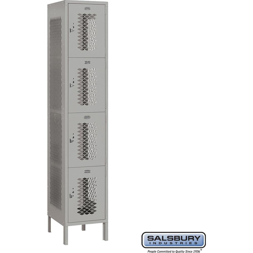 15" Wide Four Tier Vented Metal Locker - 1 Wide - 6 Feet High - 18" Deep by Salsbury