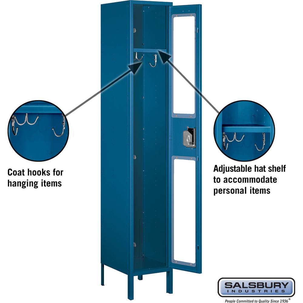 15" Wide Single Tier See-Through Metal Locker - 1 Wide - 6 Feet High - 15" Deep by Salsbury