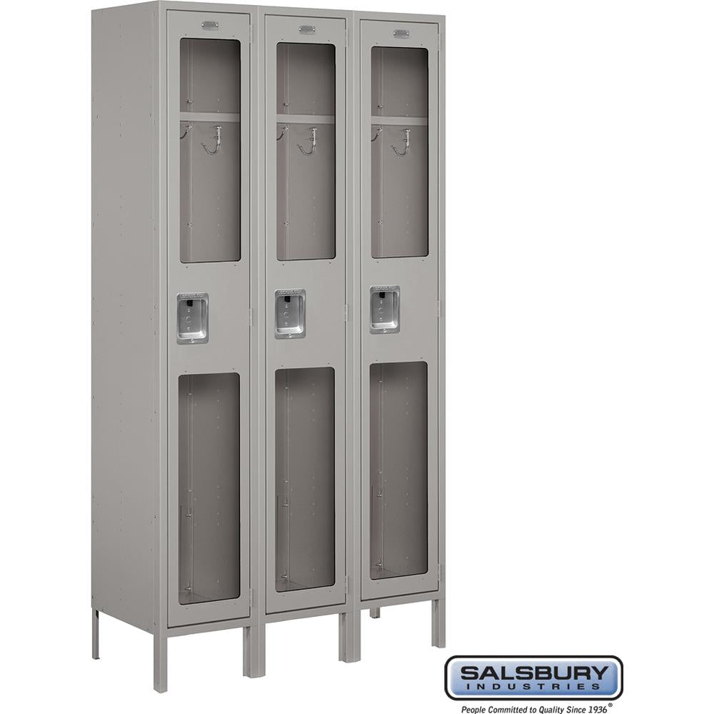 15" Wide Single Tier See-Through Metal Locker - 3 Wide - 6 Feet High - 15" Deep by Salsbury