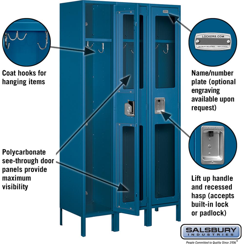 15" Wide Single Tier See-Through Metal Locker - 3 Wide - 6 Feet High - 15" Deep by Salsbury