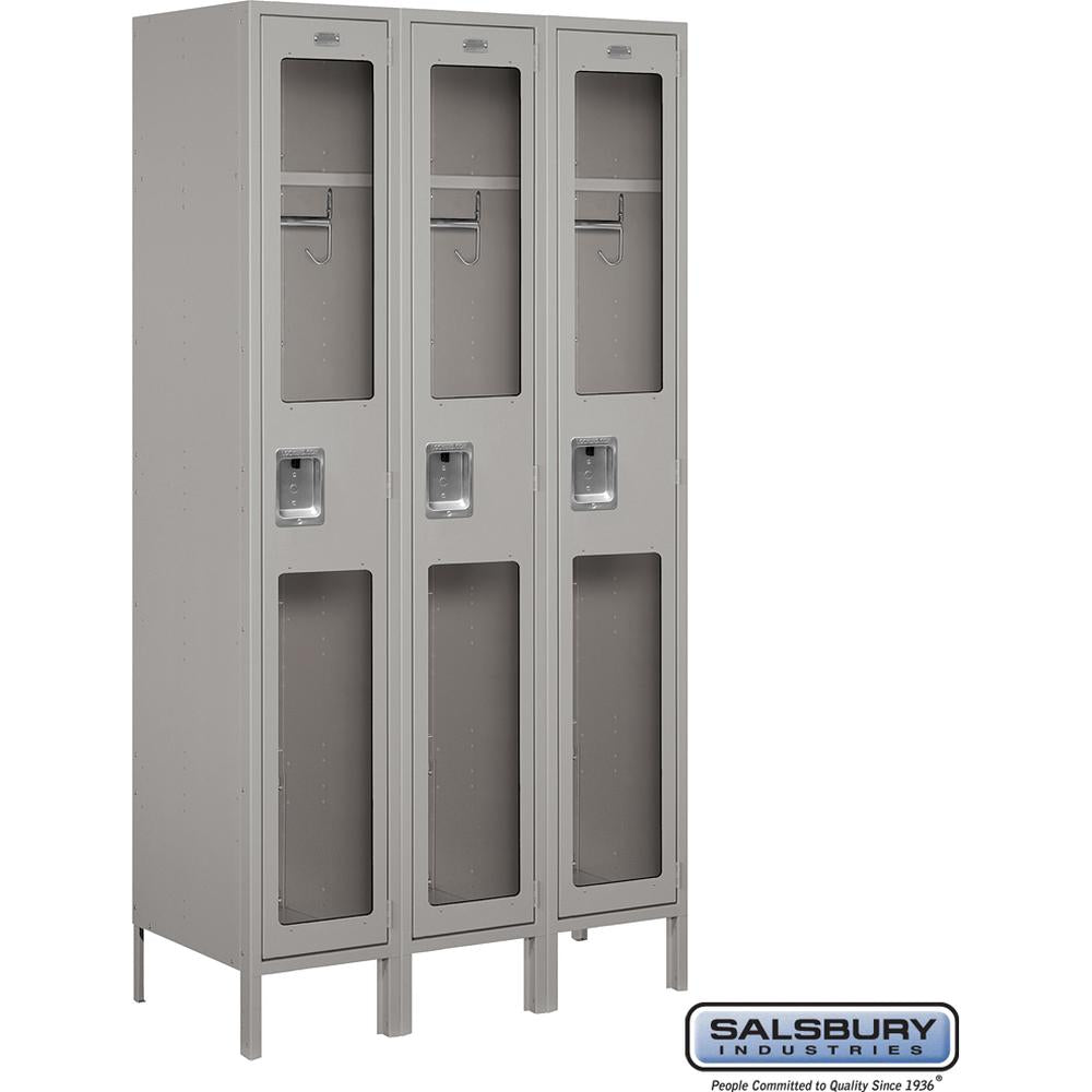 15" Wide Single Tier See-Through Metal Locker - 3 Wide - 6 Feet High - 18" Deep by Salsbury