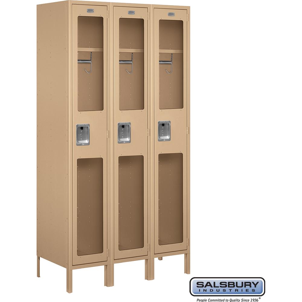15" Wide Single Tier See-Through Metal Locker - 3 Wide - 6 Feet High - 18" Deep by Salsbury