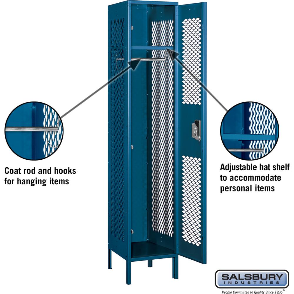 15" Wide Single Tier Vented Metal Locker - 1 Wide - 6 Feet High - 18" Deep by Salsbury