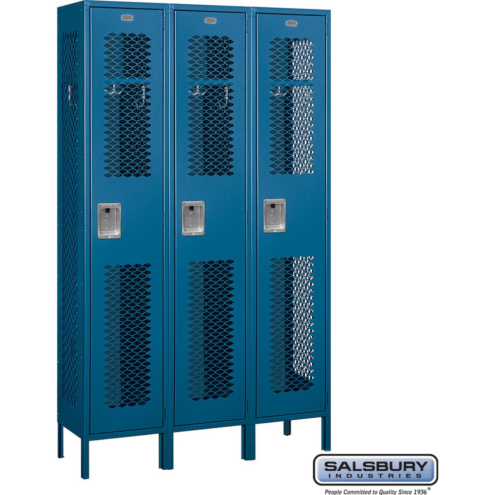 15" Wide Single Tier Vented Metal Locker - 3 Wide - 6 Feet High - 15" Deep by Salsbury