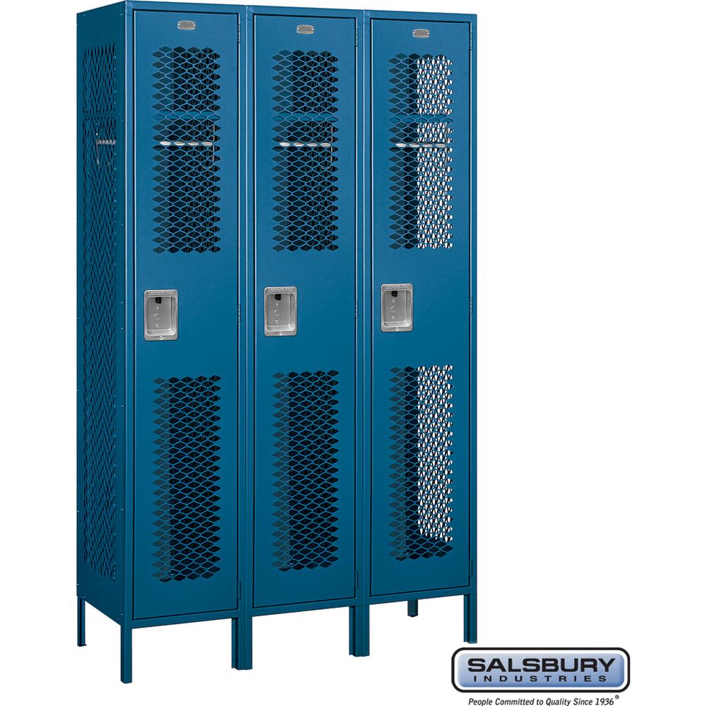 15" Wide Single Tier Vented Metal Locker - 3 Wide - 6 Feet High - 18" Deep by Salsbury