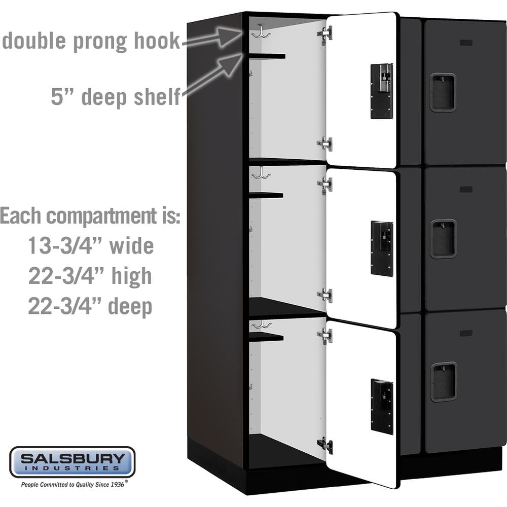 15" Wide Triple Tier Designer Wood Locker - 3 Wide - 6 Feet High - 24" Deep by Salsbury