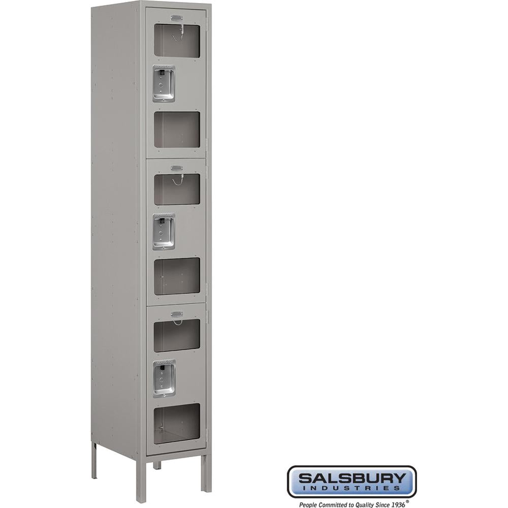 15" Wide Triple Tier See-Through Metal Locker - 1 Wide - 6 Feet High - 15" Deep by Salsbury