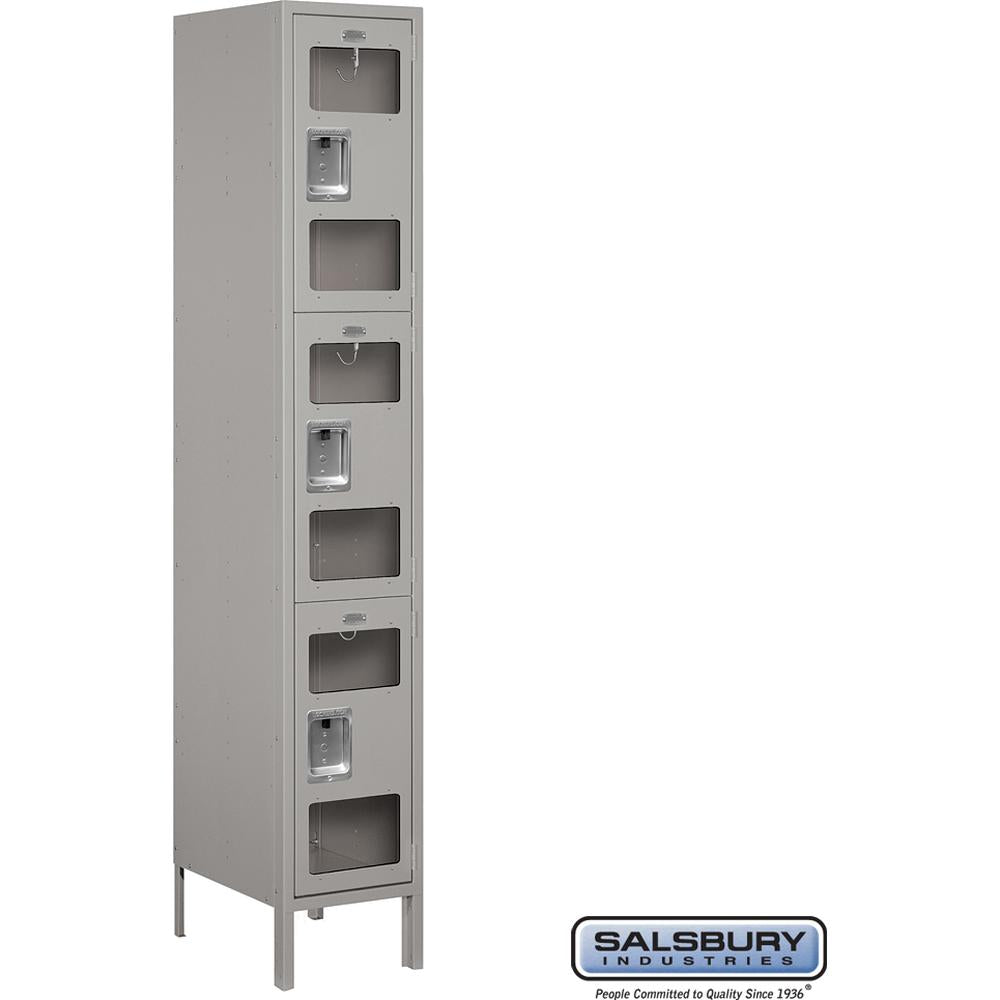 15" Wide Triple Tier See-Through Metal Locker - 1 Wide - 6 Feet High - 18" Deep by Salsbury