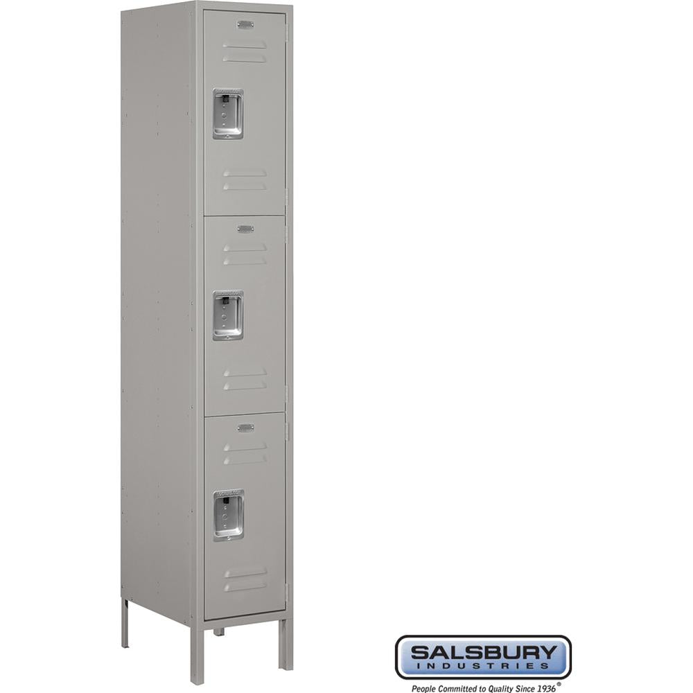 15" Wide Triple Tier Standard Metal Locker - 1 Wide - 6 Feet High - 18" Deep by Salsbury