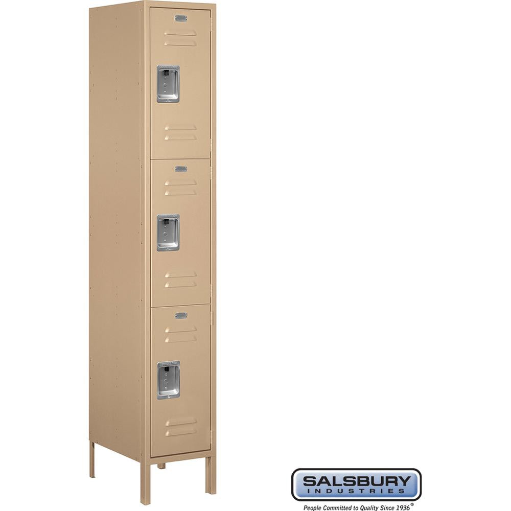 15" Wide Triple Tier Standard Metal Locker - 1 Wide - 6 Feet High - 18" Deep by Salsbury