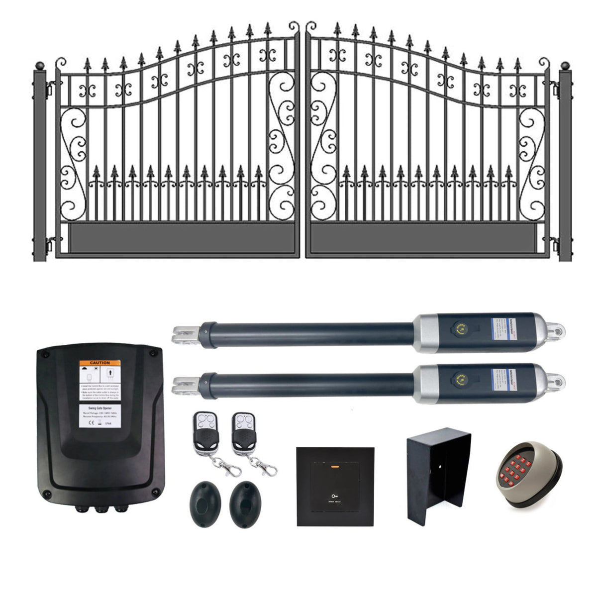 Aleko Automated Steel Dual Swing Driveway Gate and Gate Opener Complete Kit – Venice Style – 16 x 6 Feet