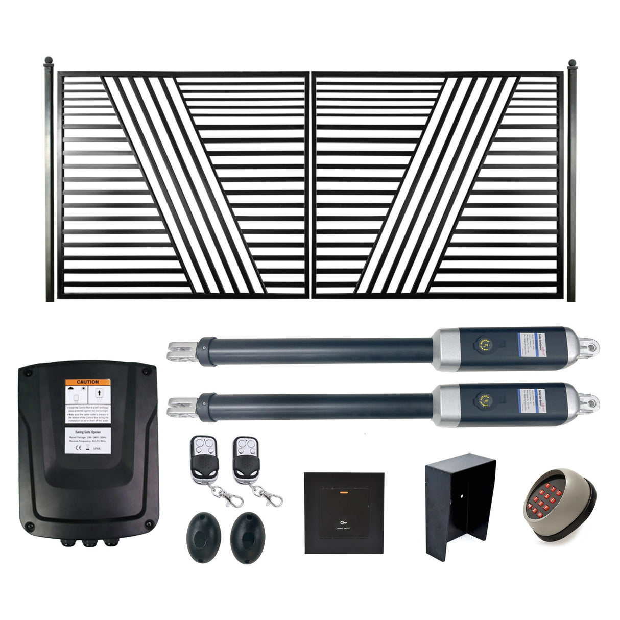 Aleko Automated Steel Dual Swing Driveway Gate and Gate Opener Complete Kit – Sofia Style – 18 x 6 Feet