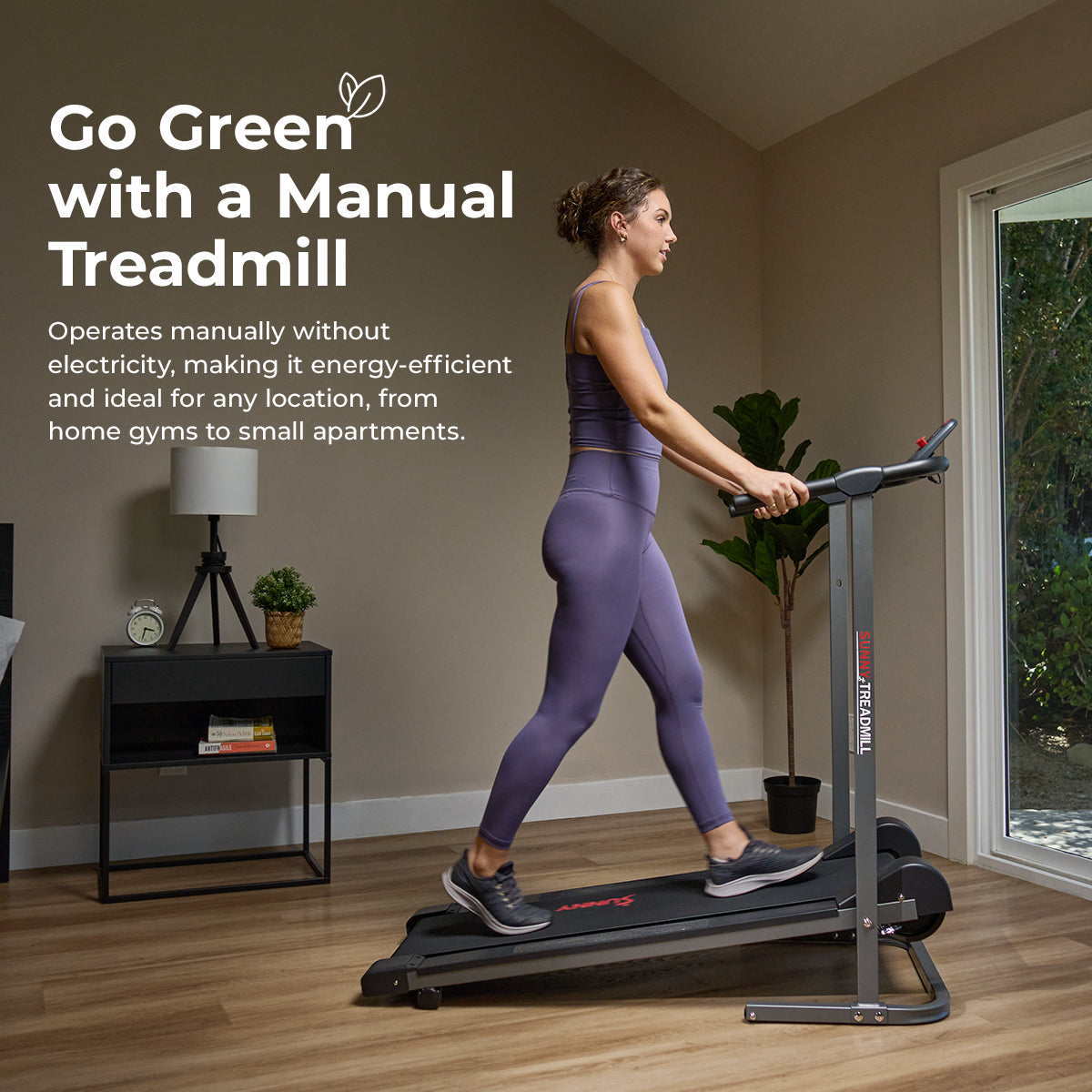 Sunny Health & Fitness Compact Foldable Manual Treadmill