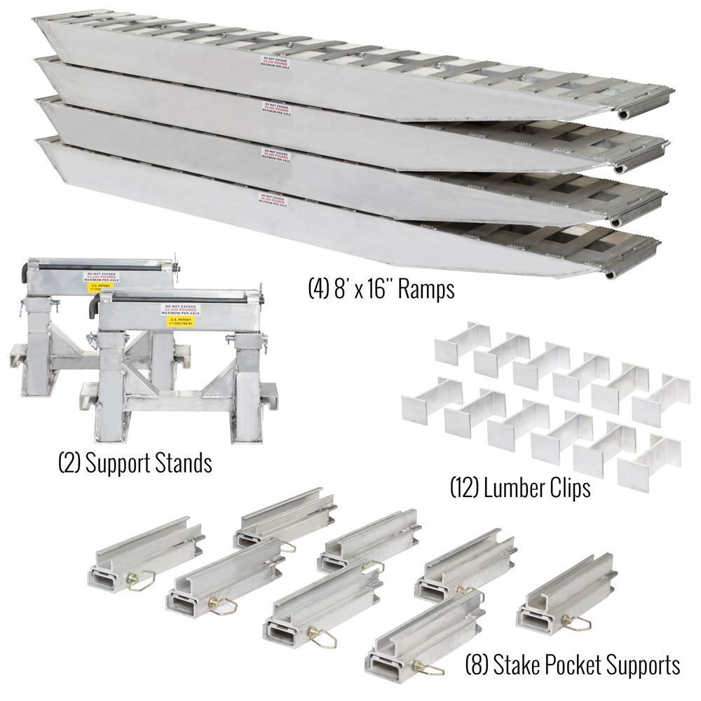 8' L x 16" W / 4 Ramp System for 16" H Step Deck Trailers - 20,000 lb. Cap