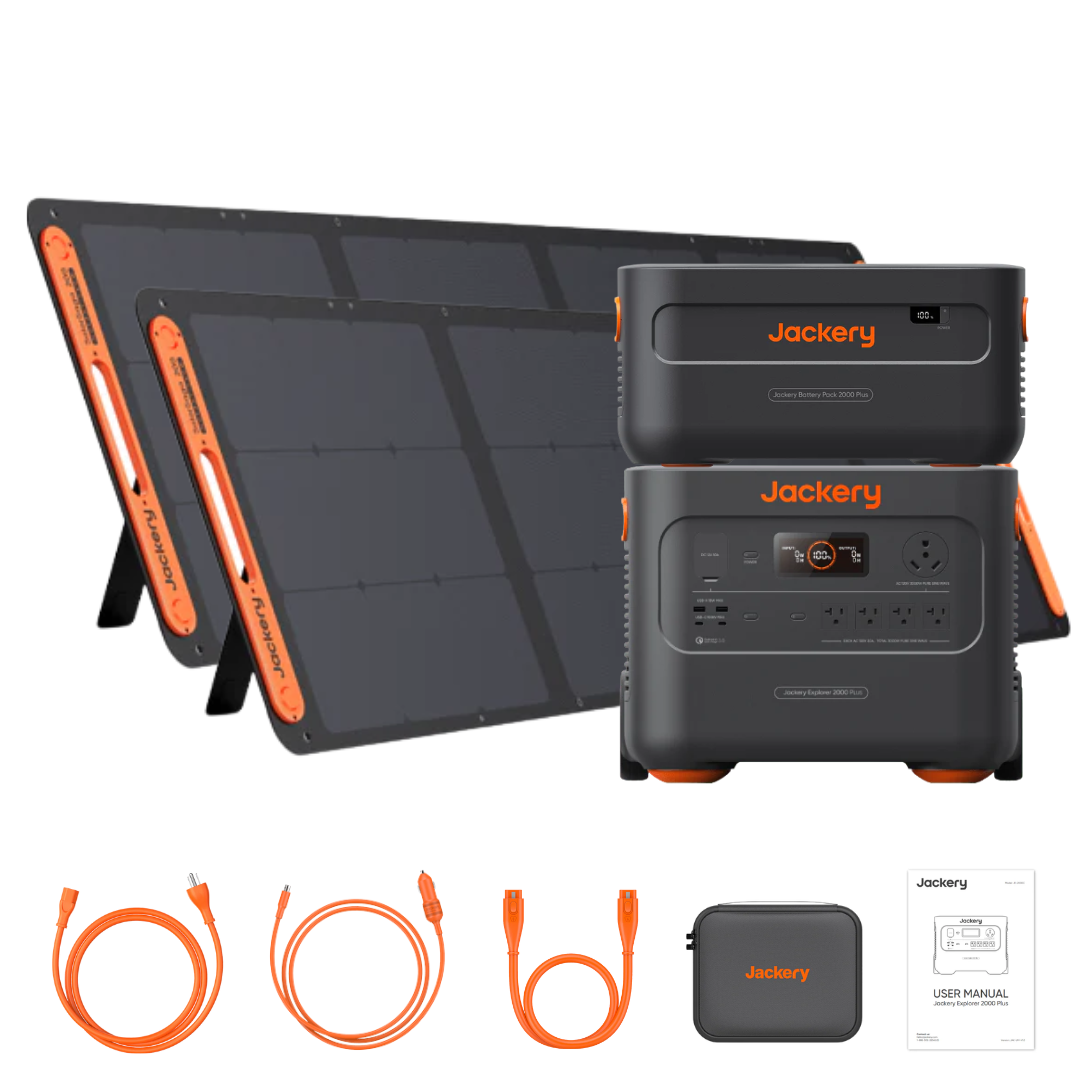 Jackery Explorer 2000 Plus Solar Generator Kit (4kWh) + 2 x SolarSaga 200W Portable Solar Panel