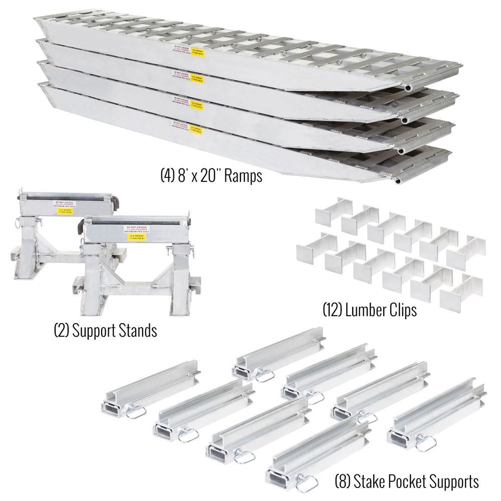 8' L x 20" W / 4 Ramp System for 20" H Step Deck Trailers - 23,500 lb. Cap