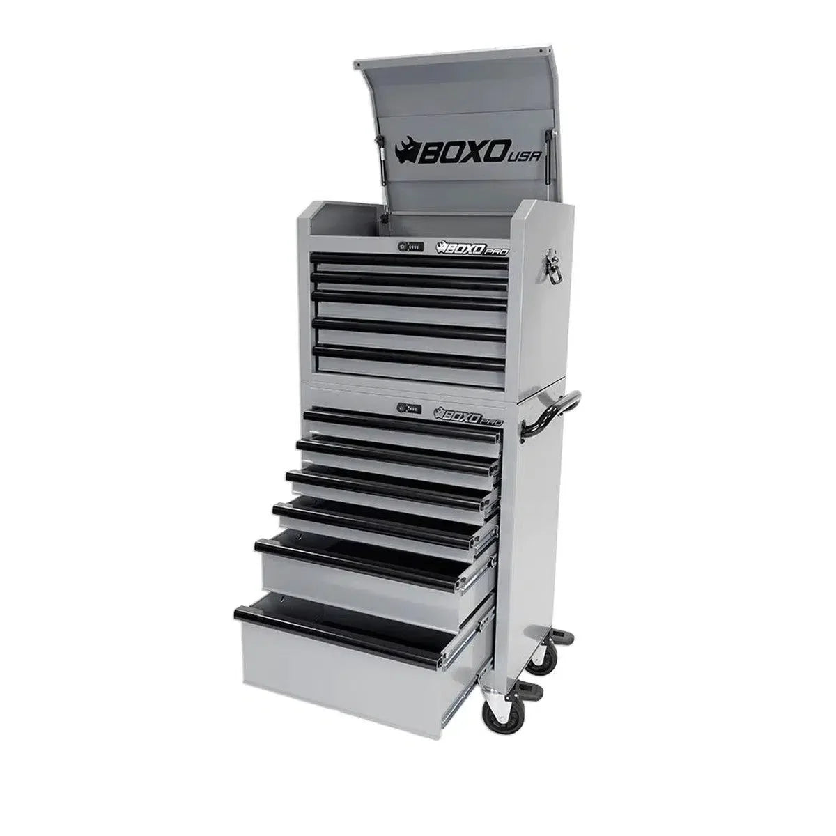 Boxo Pro Series | 26" 11-Drawer Rolling Tool Box | Nardo Grey