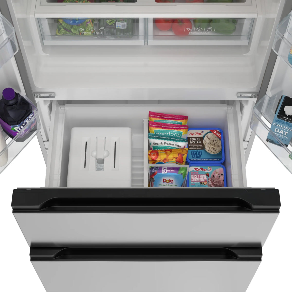 KoolMore 17.9 Cu. Ft. 33-Inch 4-Door French Door Refrigerator with Manual Twist Ice Maker, Stainless Steel