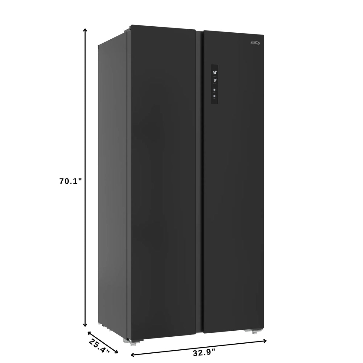 KoolMore 15.6 Cu. Ft. 33-Inch Side-by-Side Refrigerator with Manual Twist Ice Maker, Black