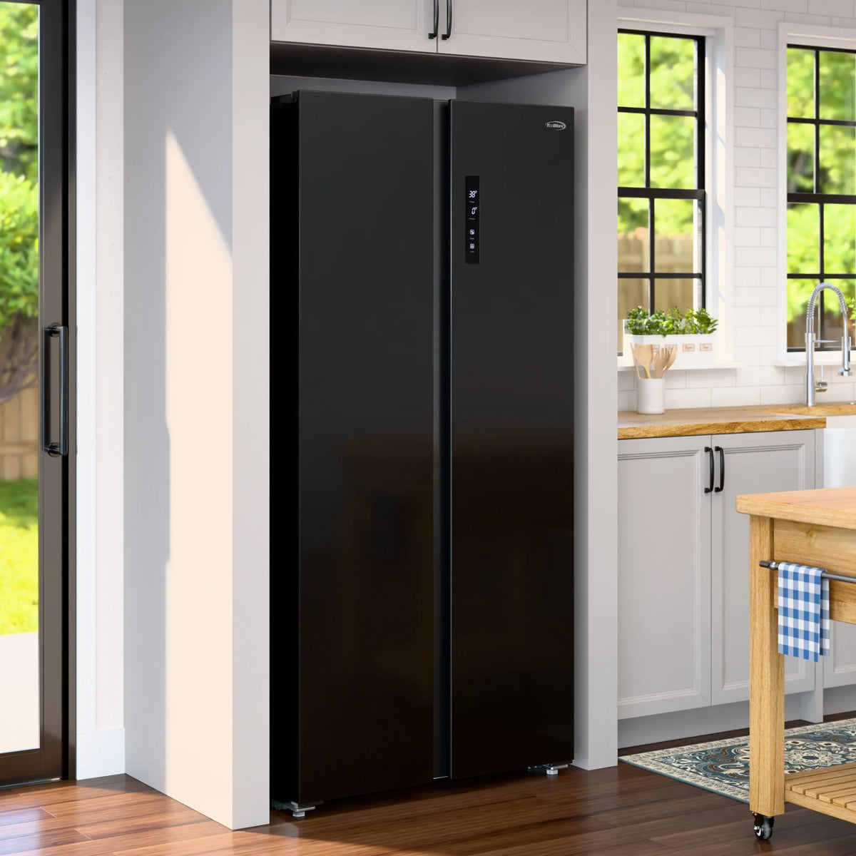 KoolMore 15.6 Cu. Ft. 33-Inch Side-by-Side Refrigerator with Manual Twist Ice Maker, Black