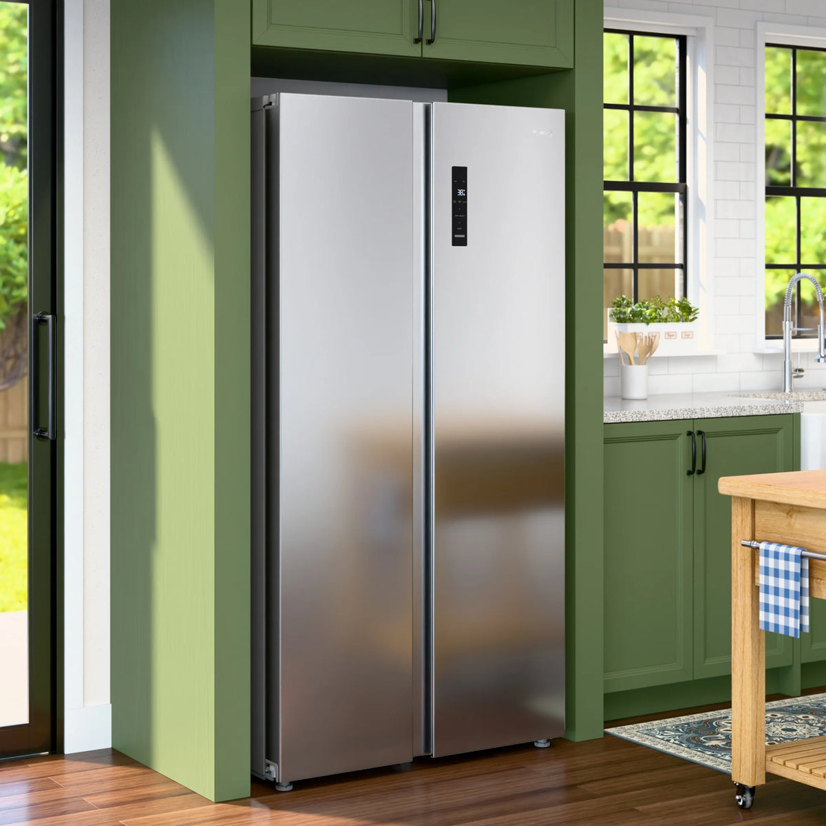 20 Cu. Ft. 35.5-Inch Side-by-Side Refrigerator with Manual Twist Ice Maker, Stainless Steel