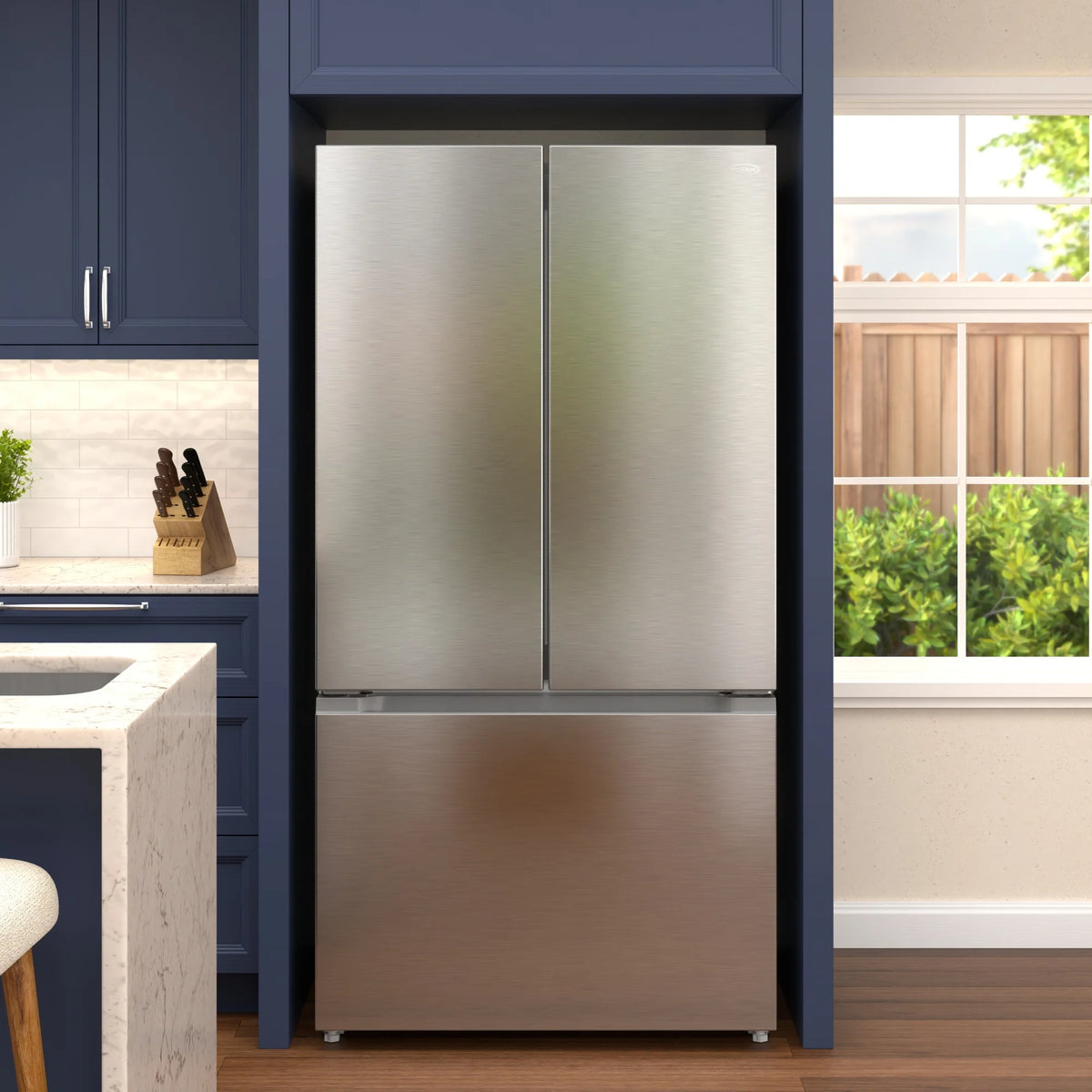KoolMore 20.3 Cu. Ft. 36-Inch French Door Refrigerator with Automatic Ice Maker, Stainless Steel
