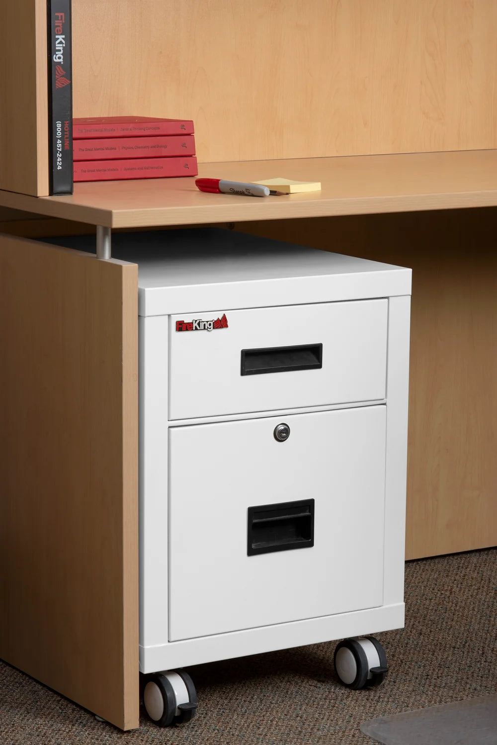 FireKing Mobile Pedestal Legal/Letter File Cabinet - 1-Hour Fire Rated