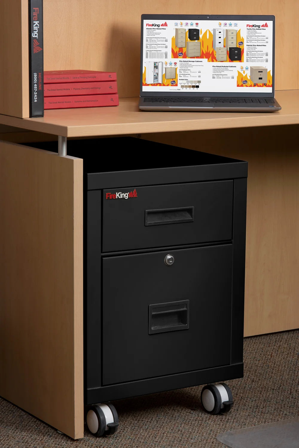 FireKing Mobile Pedestal Legal/Letter File Cabinet - 1-Hour Fire Rated